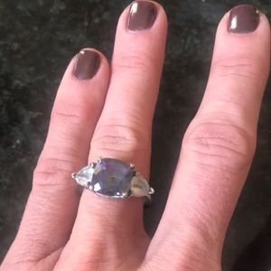 Sterling Silver white quartz & purple center